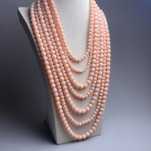BaubleBar Jewelry - Baublebar Mutli Strand Layered Pastel Pink Peach Beaded Large Statement Necklace